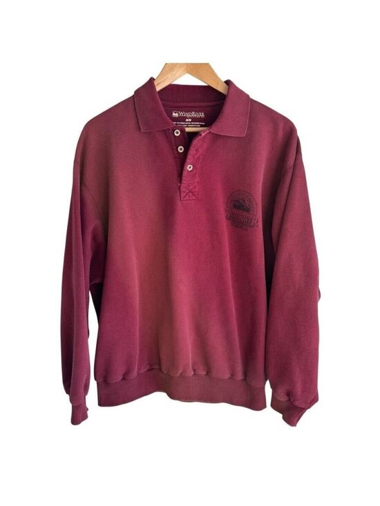 Windriver Tops - Vintage Cotton Pullover Sweatshirt Sz M Maroon Distressed Worn In Casual GUC
